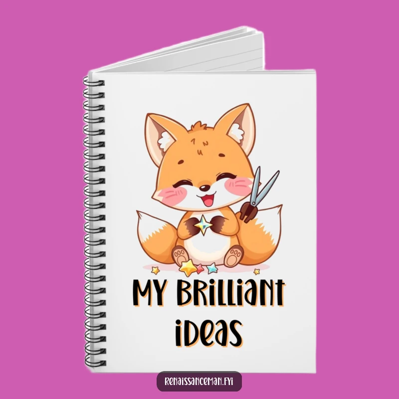Funny Fox Crafting Notebook: Delighted Fox Cutting Shiny Embellishments, Journal Gift