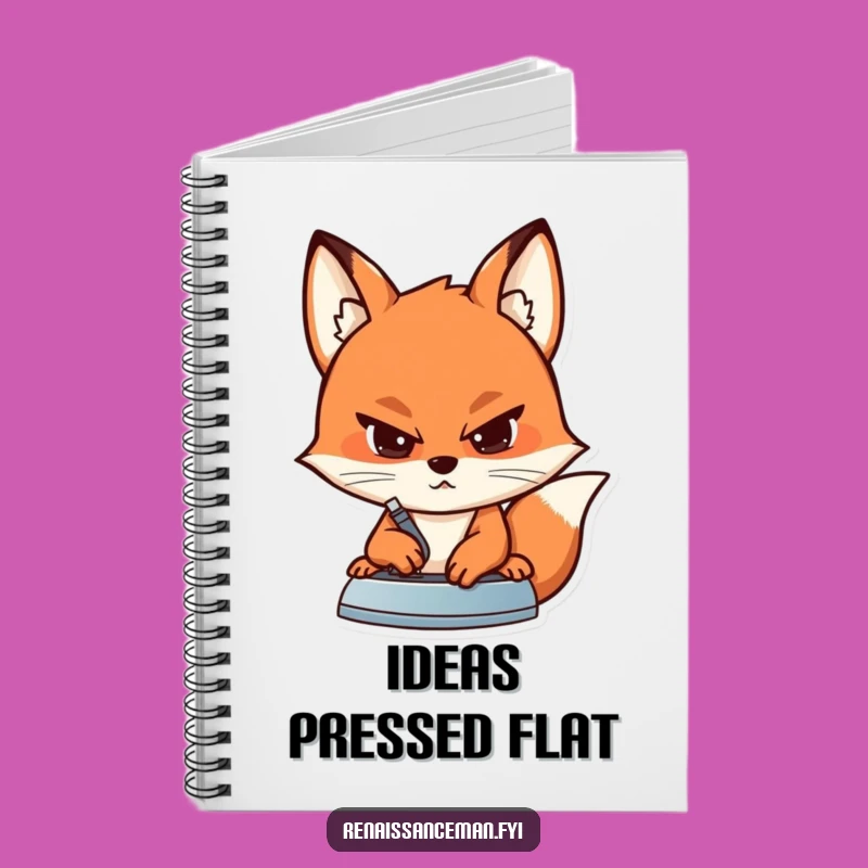 Organize your sewing projects with this funny notebook! The determined fox ironing a seam is ready to help you keep your plans sharp and precise.