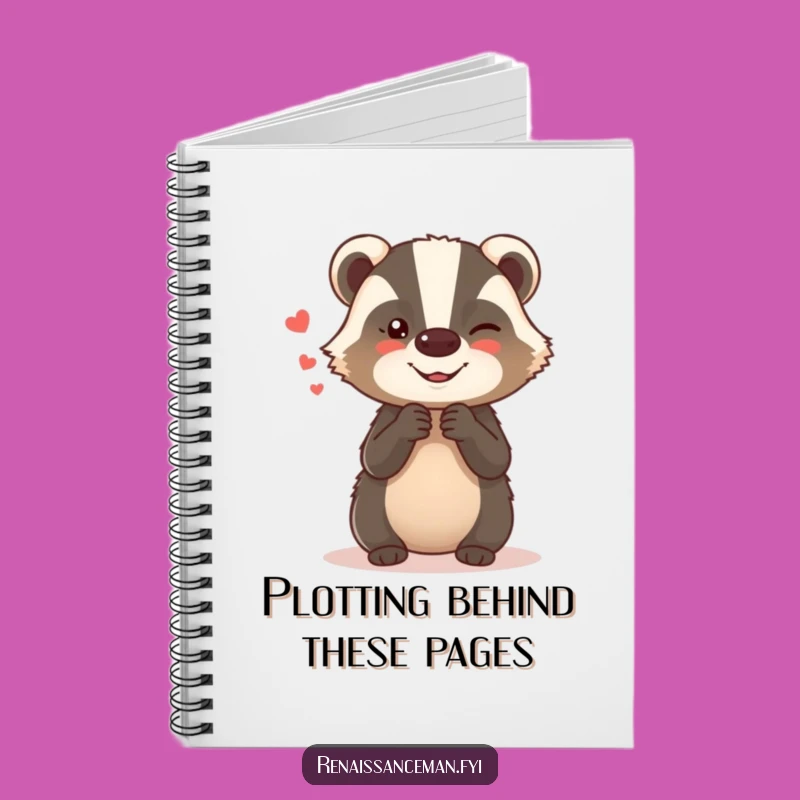 Jot down your thoughts and secrets in this funny notebook with a giggling badger. Your private thoughts will have a hilarious guardian.