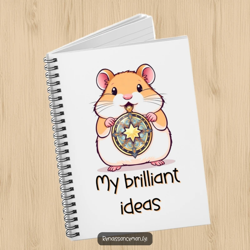 Funny hamster presenting a beautifully crafted locket, a notebook for recording cherished moments and precious thoughts with a sentimental design.