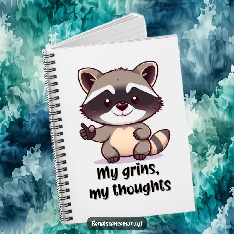 Funny raccoon notebook with a determined raccoon taking a selfie, perfect for journaling your own adventures and thoughts.