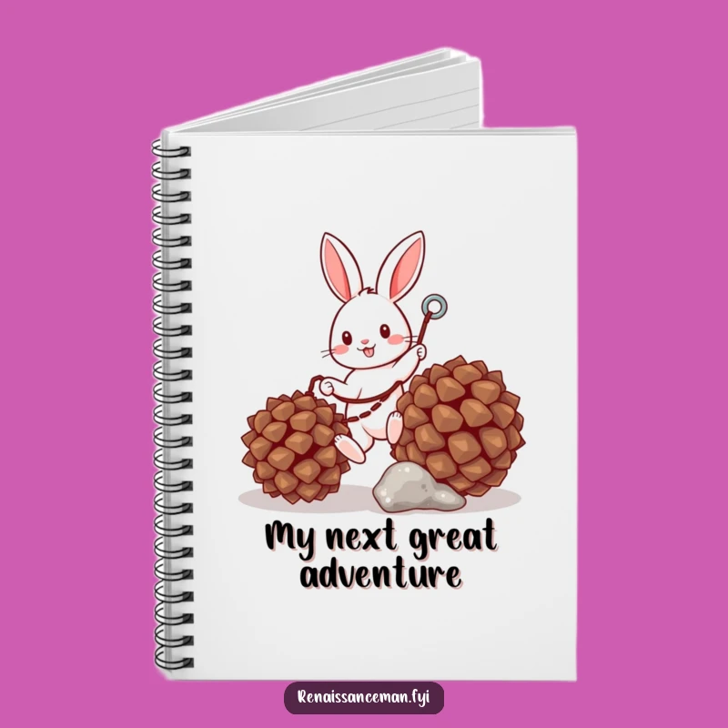 Capture your thoughts and grand plans in this notebook, inspired by a bunny's tenacious pursuit of pinecone glory. Full of funny charm.