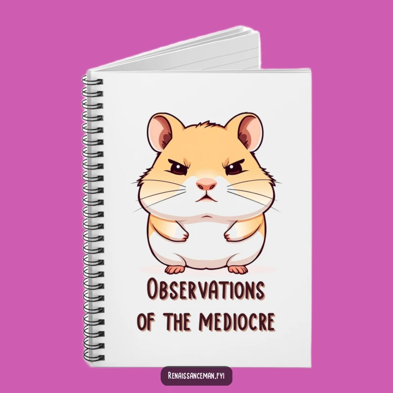 Record your critical observations and blank stares in this funny hamster notebook. Your thoughts have never been so judged.