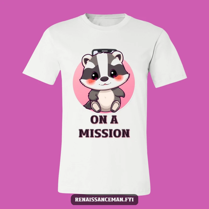 Funny Badger Techie T-Shirt: Beaming badger navigating apps, a perfect funny tech gift.