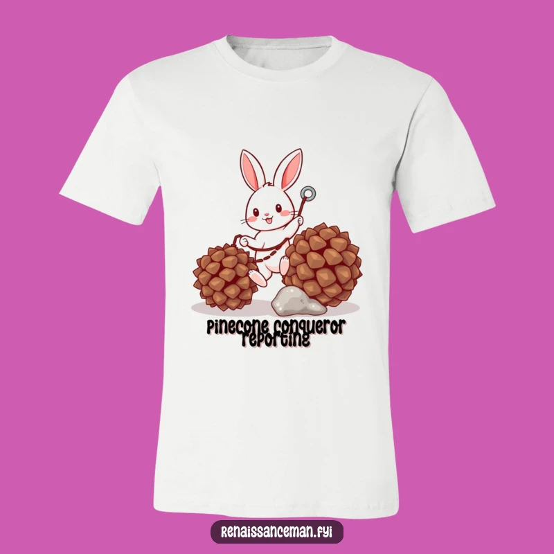 Funny Bunny Grappling Pinecone T-Shirt: Wear Your Ambition with This Hilarious Adventure Tee