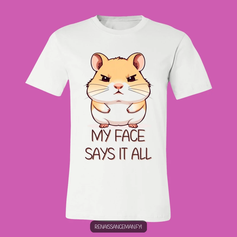 Wear your apathy with pride in this funny hamster t-shirt. Perfect for expressing silent disdain without saying a word.