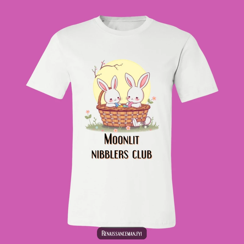 Embark on a charming adventure with this rabbit picnic t-shirt. Its unique design brings a smile and a touch of magic to your day.