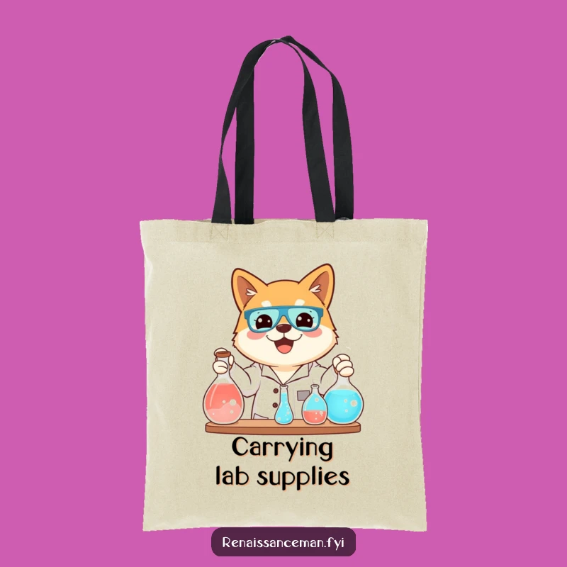 Funny Shiba Inu Science Tote Bag: Carry Your Essentials with Canine Curiosity and Flair