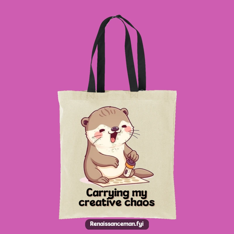 Funny Otter Stamping Tote Bag: Carry Your Art Supplies with Gusto