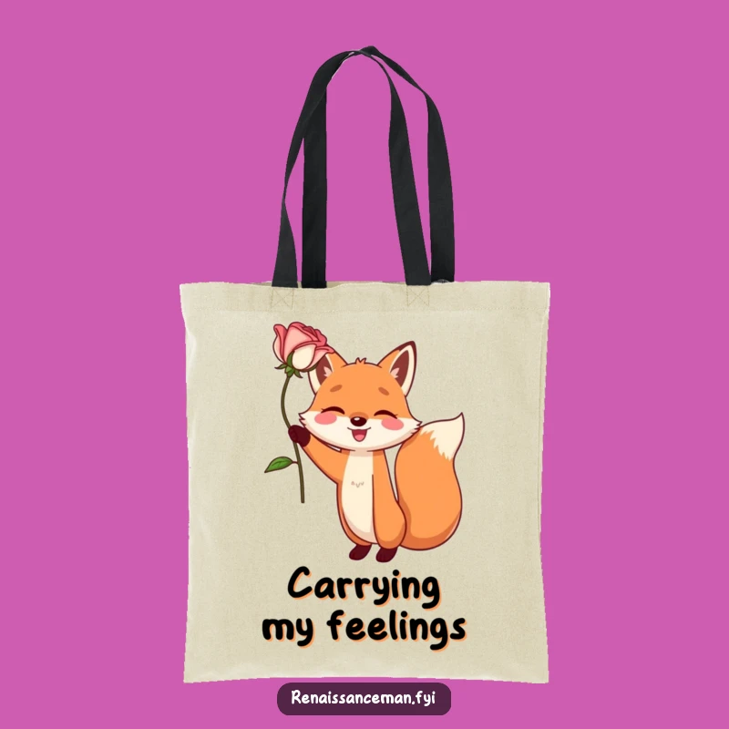 Carry your essentials with theatrical flair using this funny tote bag, featuring a fox holding a rose aloft. Perfect for errands or flower shopping.