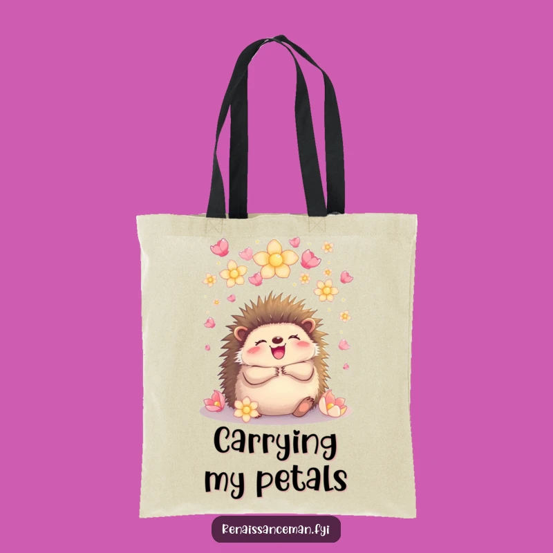Take the joy of this hedgehog embrace wherever you go with this charming tote bag. Spacious and stylish for your essentials.