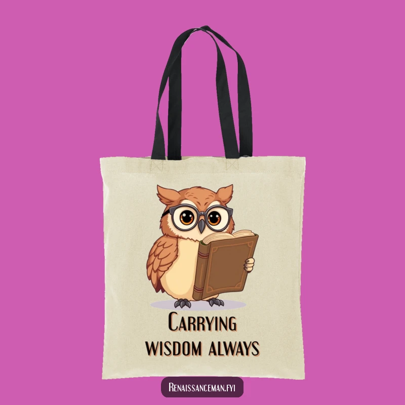 This funny owl tote bag is perfect for carrying your literary treasures. A stylish and humorous accessory for any bookworm.