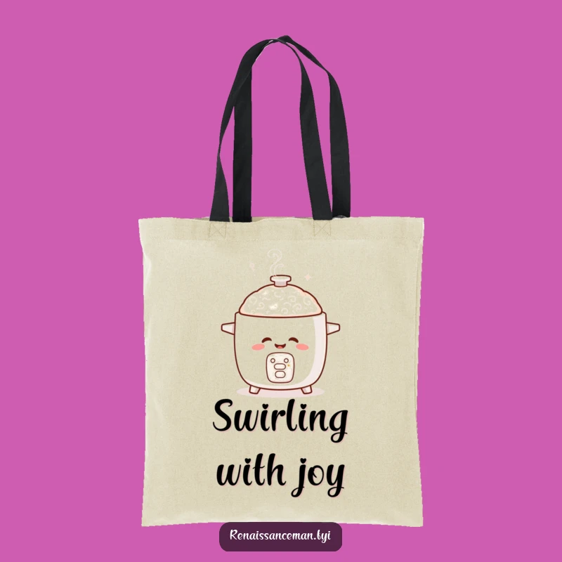 Funny Giggling Rice Cooker Tote Bag: Swirling Fun, Ideal Funny Gift for Shoppers