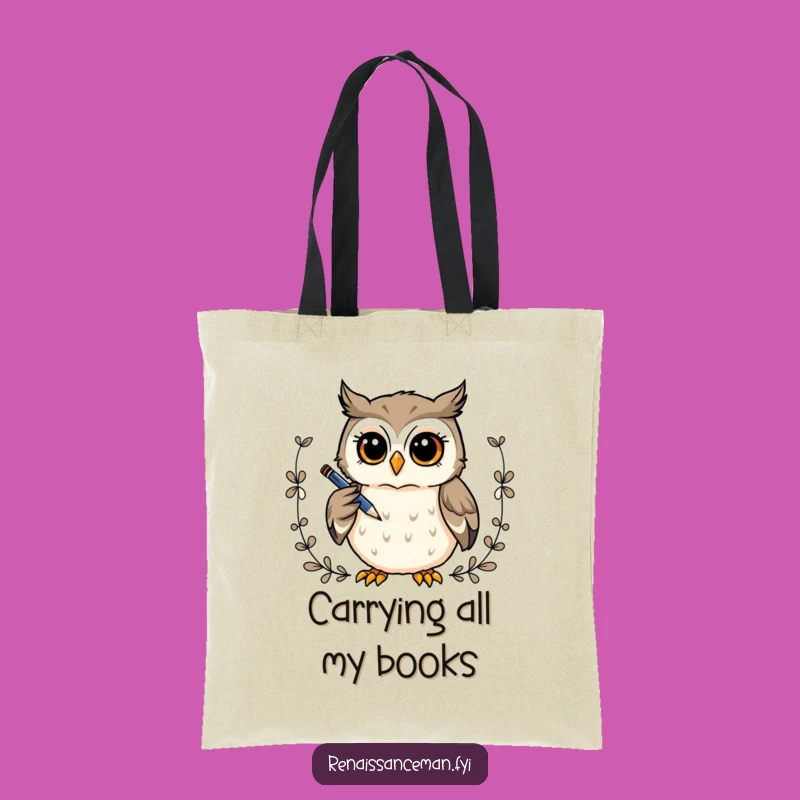 Funny Owl Artist Tote Bag: Curious Owl Draws Border, Stylish & Practical Gift