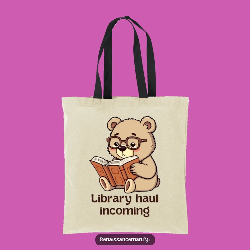 Funny Scholarly Bear Book Tote Bag - Carry Your Knowledge in Style!