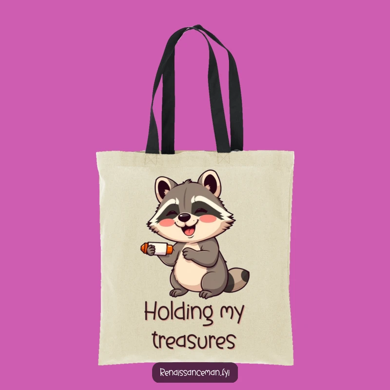Funny Raccoon Crafter Tote Bag: Giggling Raccoon with Glue Stick, Handy Gift